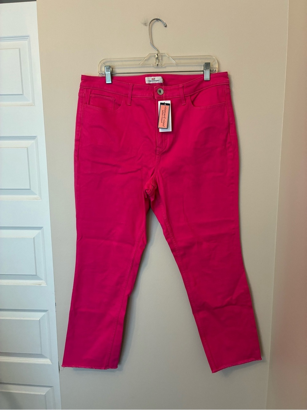 Vineyard Vines NEW High Rise Straight Leg Cropped Jeans Pink Size 32